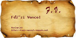 Füzi Vencel névjegykártya